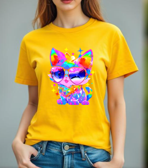 Multi Color cat Adult T-Shirt