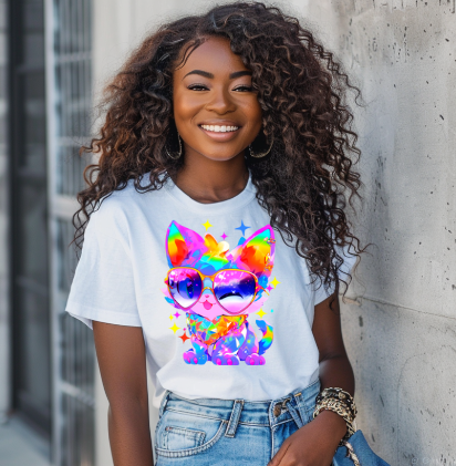 Multi Color cat Adult T-Shirt