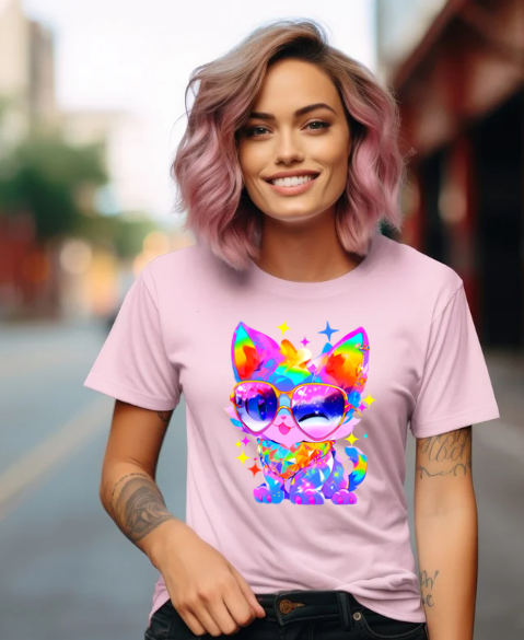 Multi Color cat Adult T-Shirt