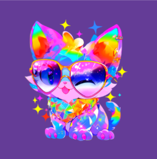 Multi Color cat Adult T-Shirt