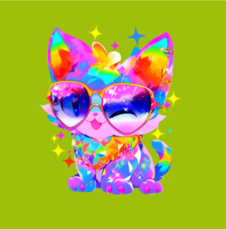 Multi color Kittie T-Shirt