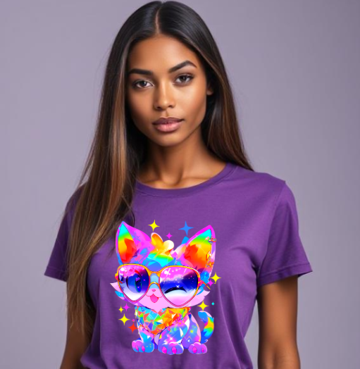 Multi Color cat Adult T-Shirt